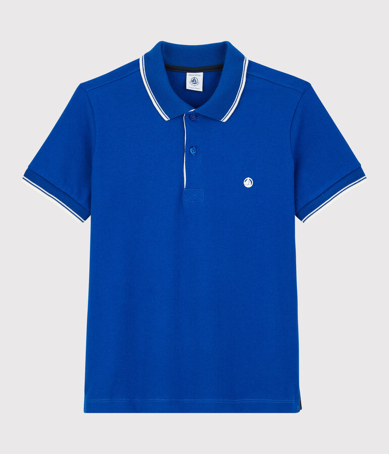 Polo manica corta in jersey bambino blu