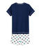 Pigiama corto bambino in lino/cotone blu MEDIEVAL/bianco MULTICO