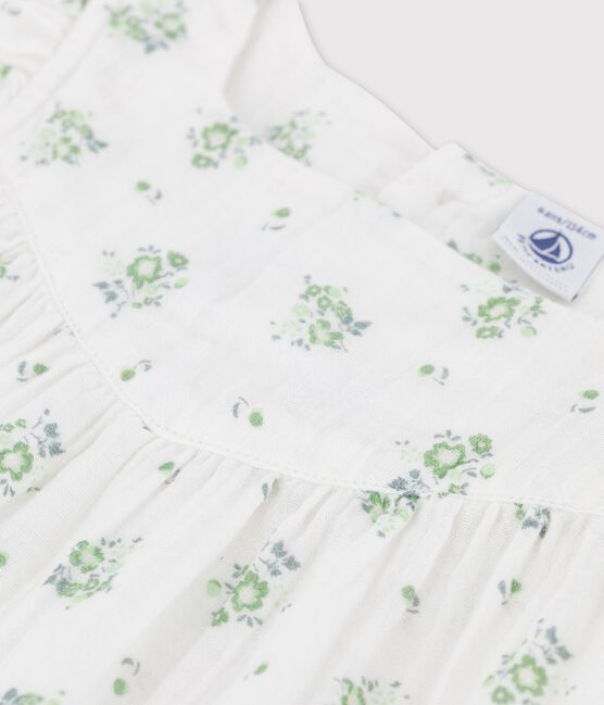Blusa fantasia in garza di cotone bio bambina bianco MARSHMALLOW/bianco MULTICO