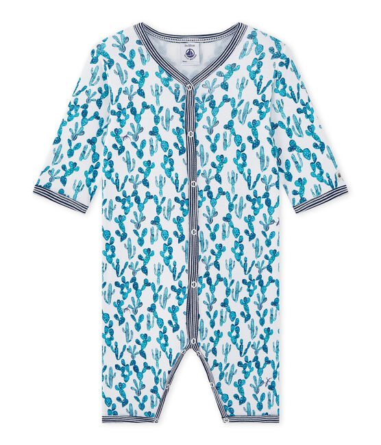 Tutina senza piedi bebè bambino stampata bianco ECUME/bianco MULTICO