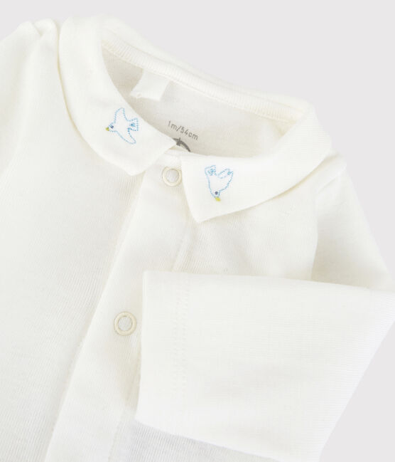 Body con colletto ricamato bebè in cotone biologico bianco MARSHMALLOW