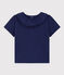 Blusa bebè a maniche corte in jersey fiammato blu CHALOUPE