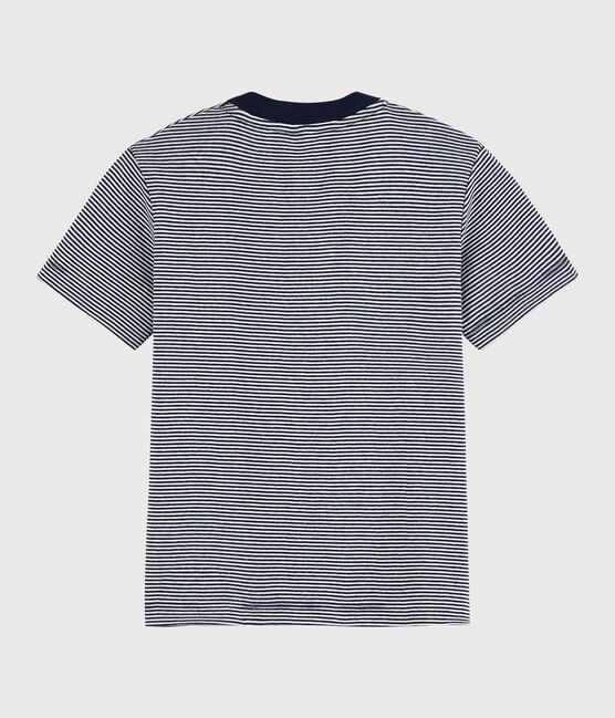 T-shirt maniche corte in cotone bambino blu SMOKING/bianco MARSHMALLOW