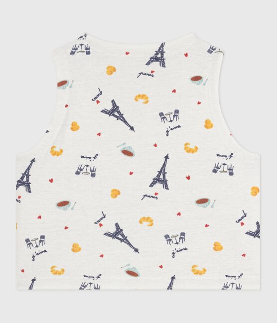 Cardigan senza maniche double face in cotone con stampa neonato MARSHMALLOW/ ADRIATIC