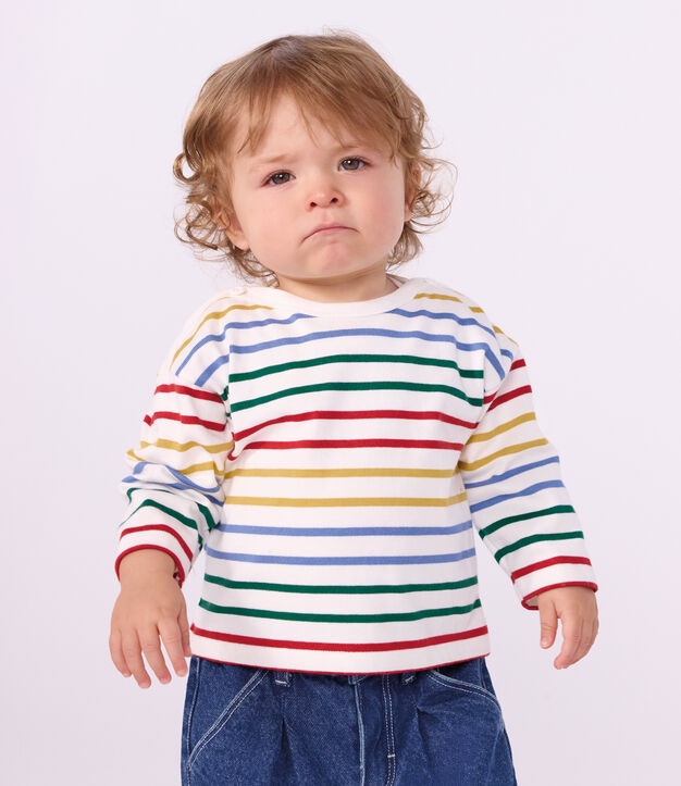 Marini&egrave;re in cotone neonato bianco/multicolore