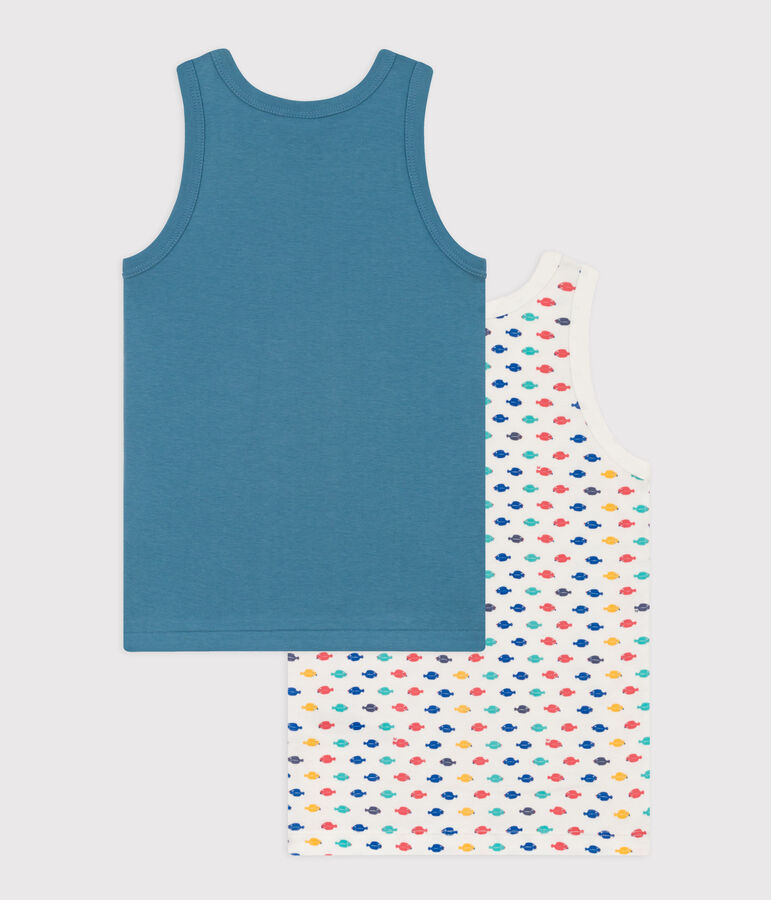 Confezione da 2 canottiere bambino in cotone con animali marini multicolore