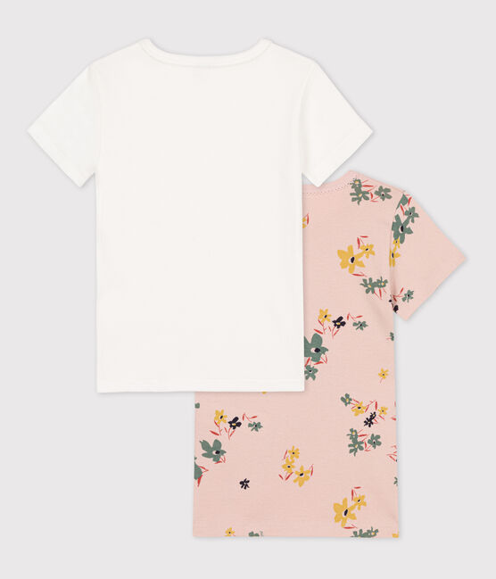 Confezione da 2 t-shirt maniche corte a fiori bambina in cotone variante 1