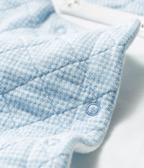 Tutina lunga bebè in tubique trapuntato blu ACIER/bianco MARSHMALLOW CN