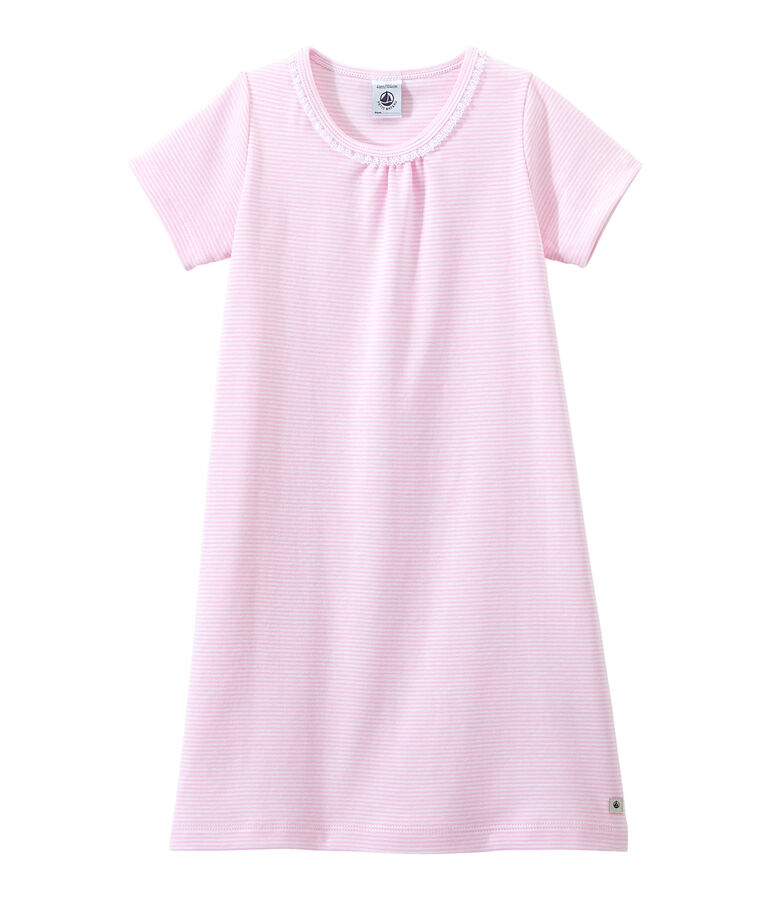 Camicia da notte bambina millerighe rosa/bianco