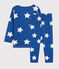 Pigiama a stelle unisex in molleton blu MAJOR/bianco ECUME