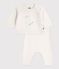 Completo 2 pezzi in maglia di lana e cotone con motivo balena neonato bianco MARSHMALLOW