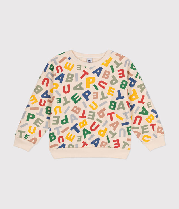 Maglia in tessuto felpato bambino ecru/multicolore