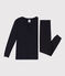Pigiama tinta unita bambino unisex in cotone e Lyocell blu SMOKING