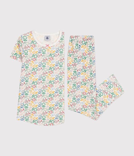 Pigiama in cotone con stampa a fiori bambino bianco MARSHMALLOW/bianco MULTICO