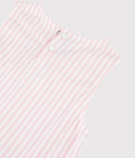 Abito senza maniche in jersey bambina rosa MINOIS/bianco MARSHMALLOW
