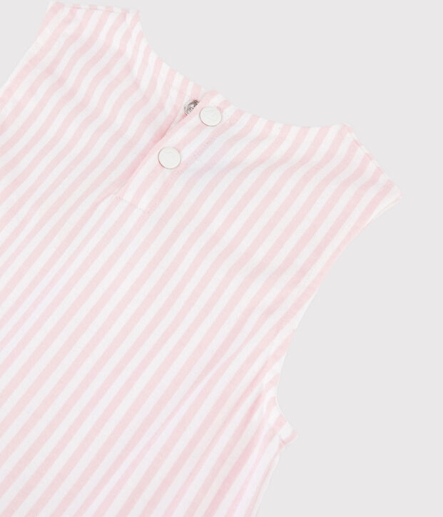 Abito senza maniche in jersey bambina rosa/bianco