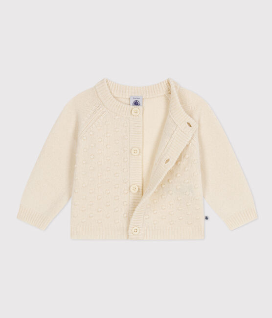 Cardigan in tricot di lana e nylon riciclato bebè  ecru AVALANCHE