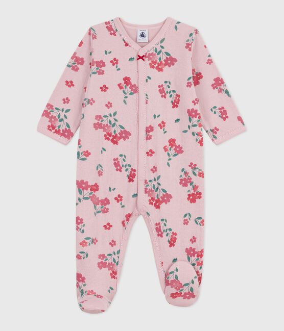 Pigiama neonato in tubique con stampa a fiori rosa JOLI/bianco MULTICO