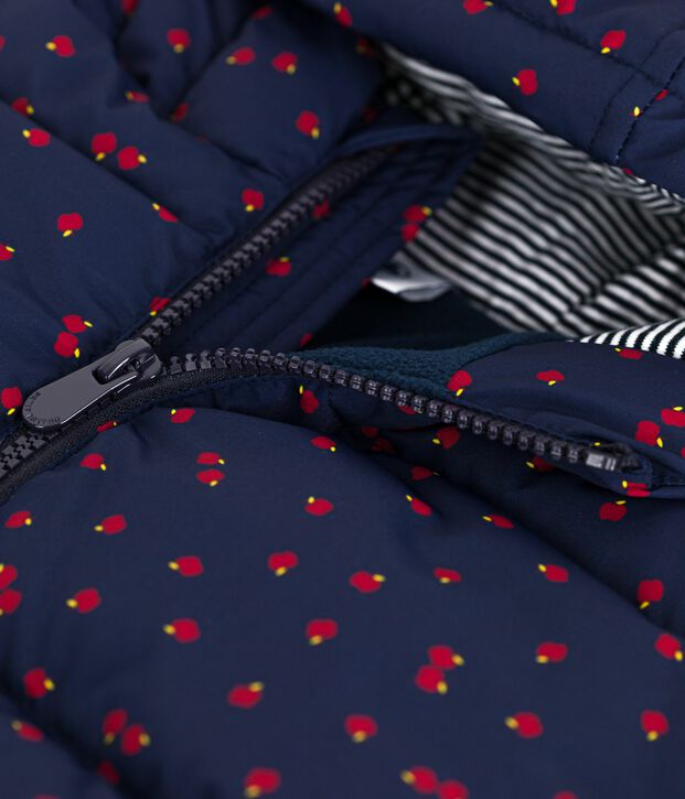 Piumino lungo stampato bambina blu/multicolore