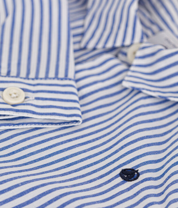 Camicia beb&egrave; in popeline a righe blu/bianco