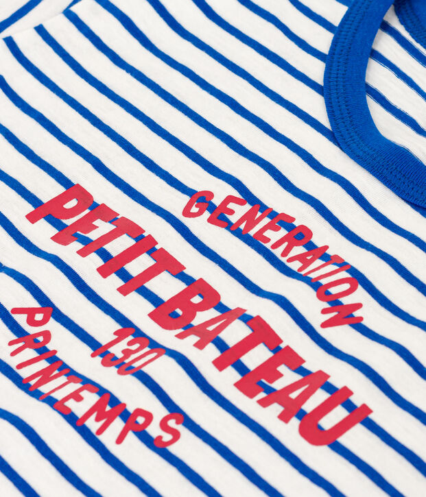 T-shirt a righe in cotone bambina - bambino bianco/blu