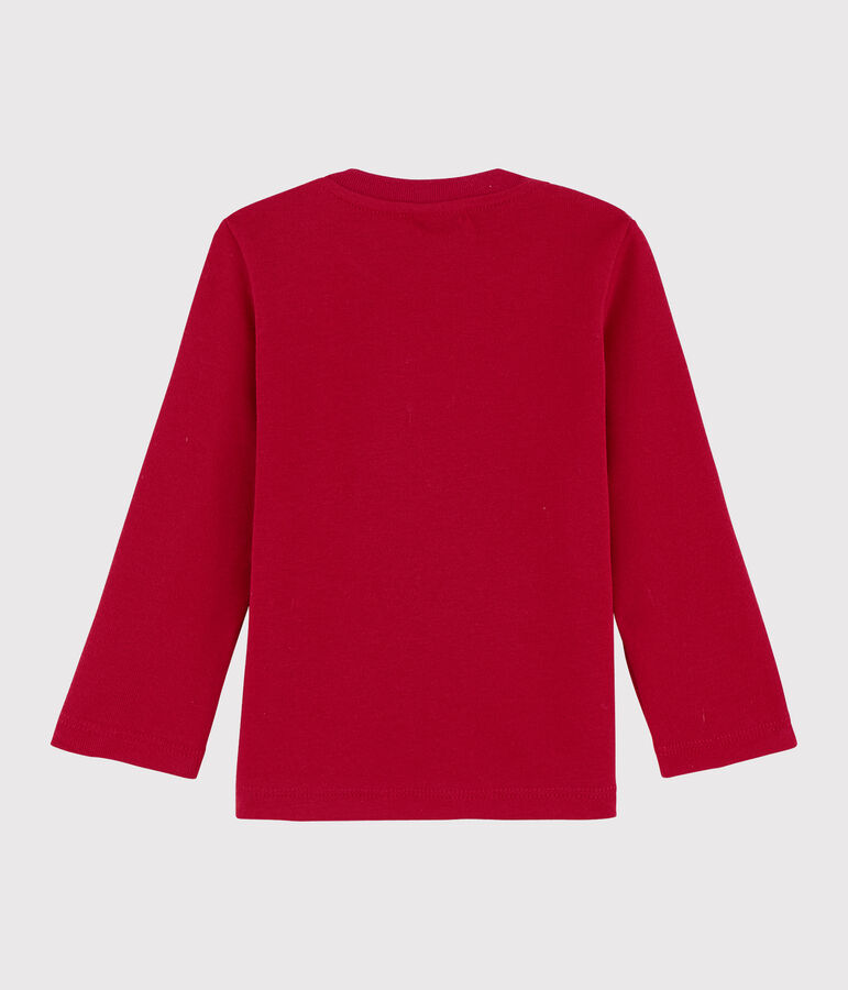 T-shirt di cotone a maniche lunghe da neonato rosso
