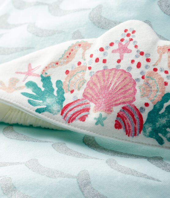 Completo maschera sirena bambina in cotone blu HAITI/ecru MULTICO