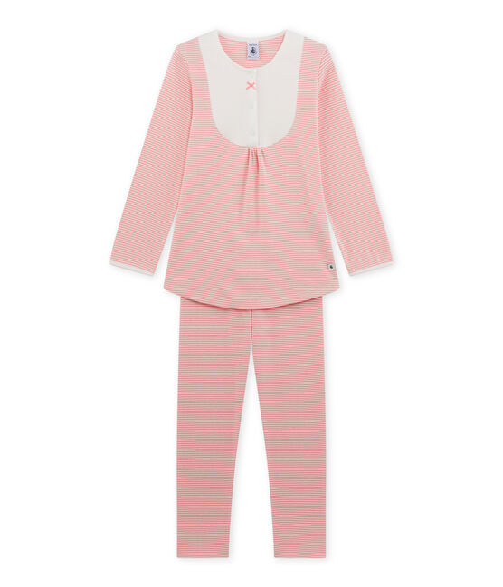 Pigiama per bambina millerighe rosa GRETEL/bianco LAIT