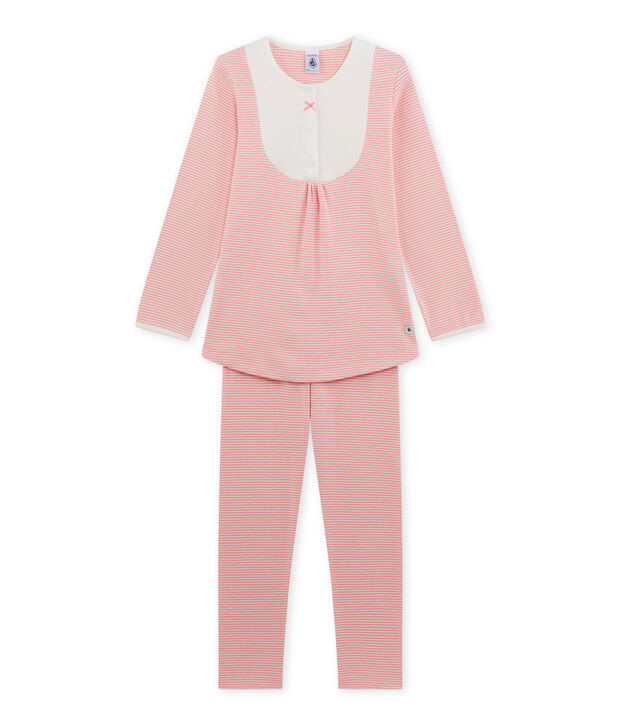 Pigiama per bambina millerighe rosa/bianco