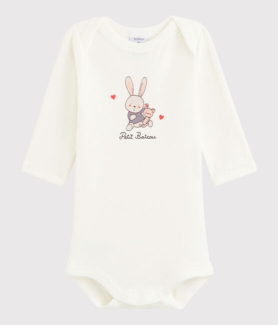Body manica lunga bebè femmina bianco MARSHMALLOW