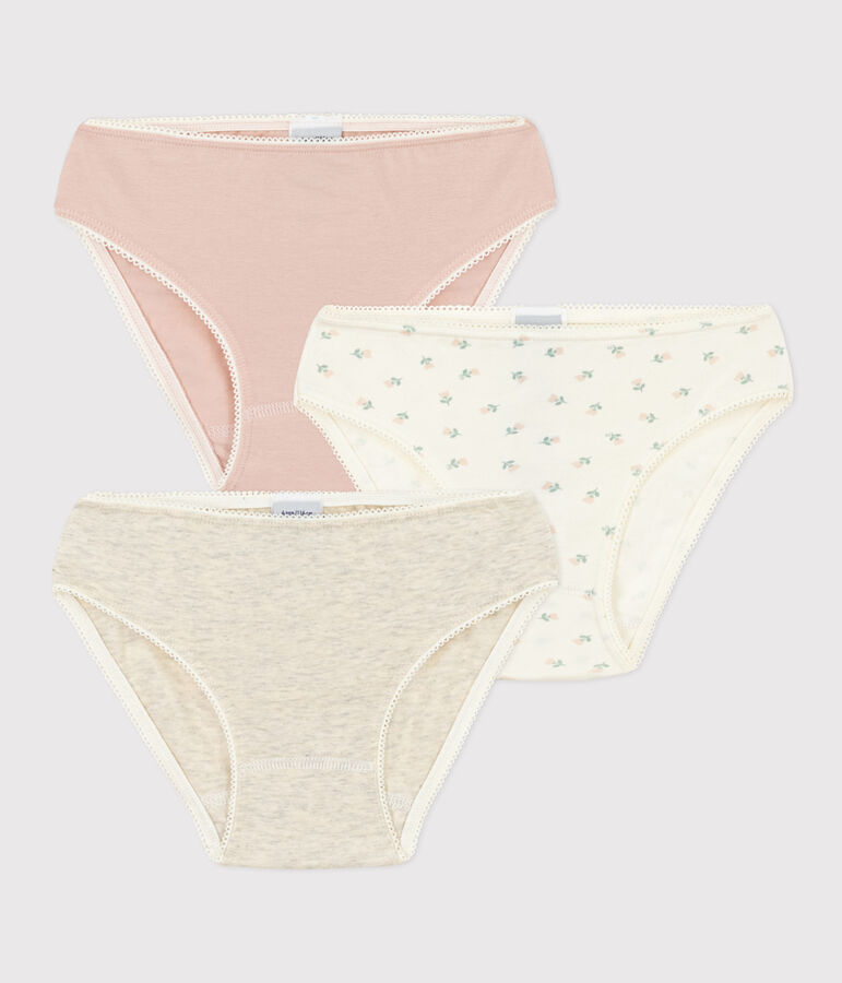 Confezione da 3 slip a fiori bambina in cotone ed elastam multicolore
