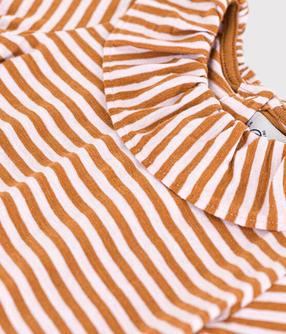 Blusa a maniche corte bebè in jersey fiammato a righe TOAST/ DOLL