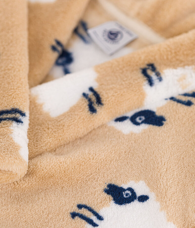 Vestaglia in pile con stampa bambino beige/multicolore