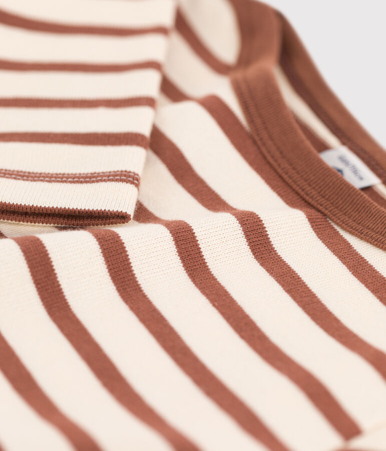 Marini&egrave;re bambino unisex in cotone ecru/marrone