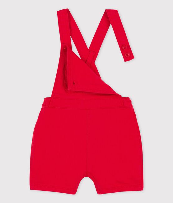 Salopette corta bebè in denim colorato rosso PEPS
