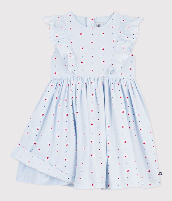 Abito senza maniche in cotone bambina blu FRAICHEUR/bianco MULTICO