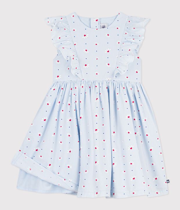 Abito senza maniche in cotone bambina blu/multicolore