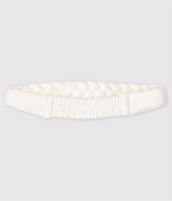 Fascia per capelli a trecce in costina bebè femmina bianco MARSHMALLOW