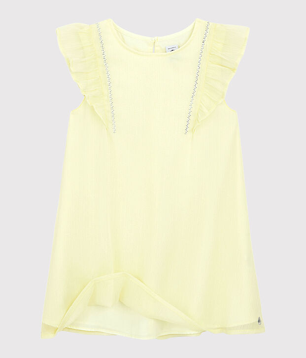 Abito da cerimonia in cr&ecirc;pe bambina giallo