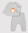 Completo 2 pezzi jacquard bebè in tricot biologico grigio BELUGA CHINE