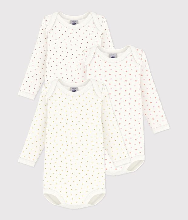 Set di body a maniche lunghe in cotone con stampa a cuoricini neonata multicolore