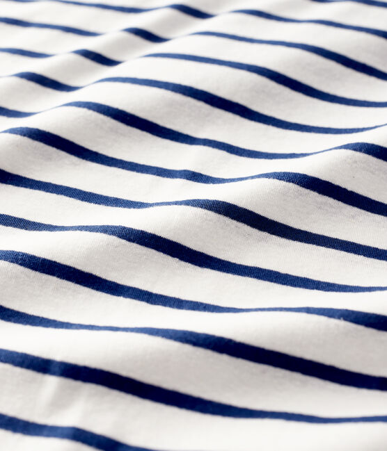 T-shirt in cotone/lino a righe Donna bianco MARSHMALLOW/blu MEDIEVAL
