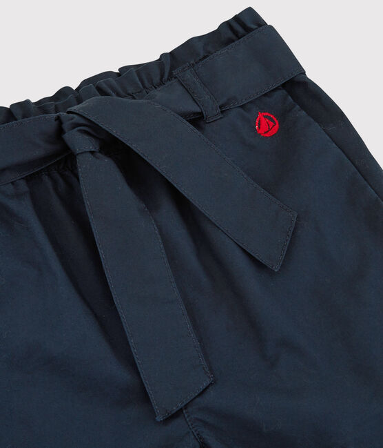 Short annodato in serge di cotone bambina blu SMOKING