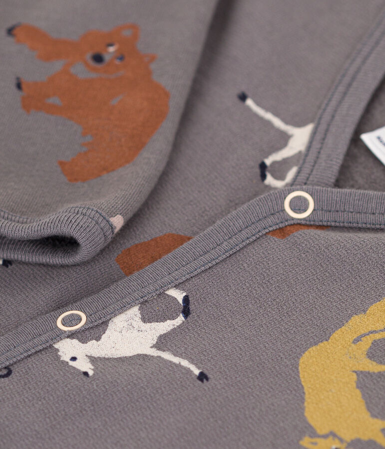 Pigiama beb&egrave; animali in tessuto felpato grigio/multicolore