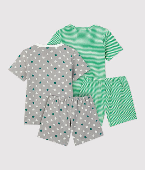 Confezione da 2 pigiami corti con stelle e millerighe verdi bambino in cotone variante 1
