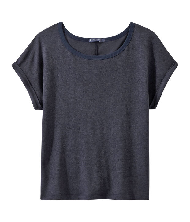T-shirt donna in lino blu