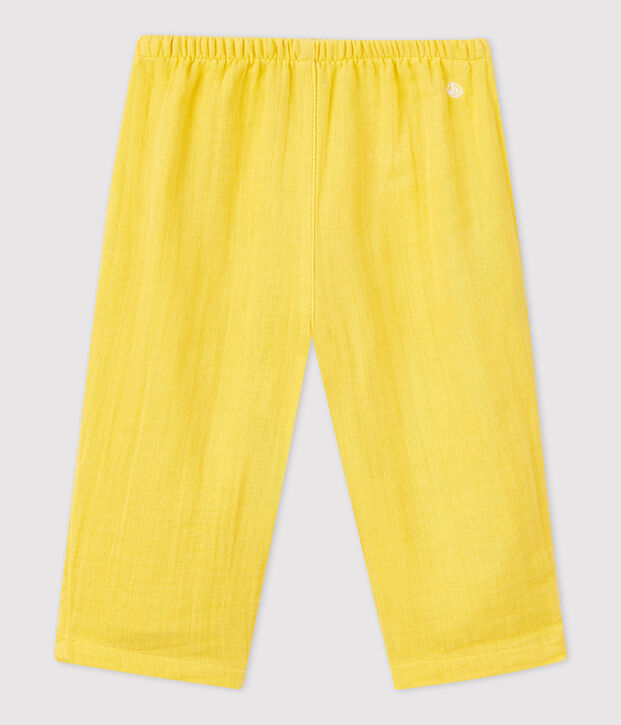 Pantaloni beb&egrave; in garza di cotone biologico giallo