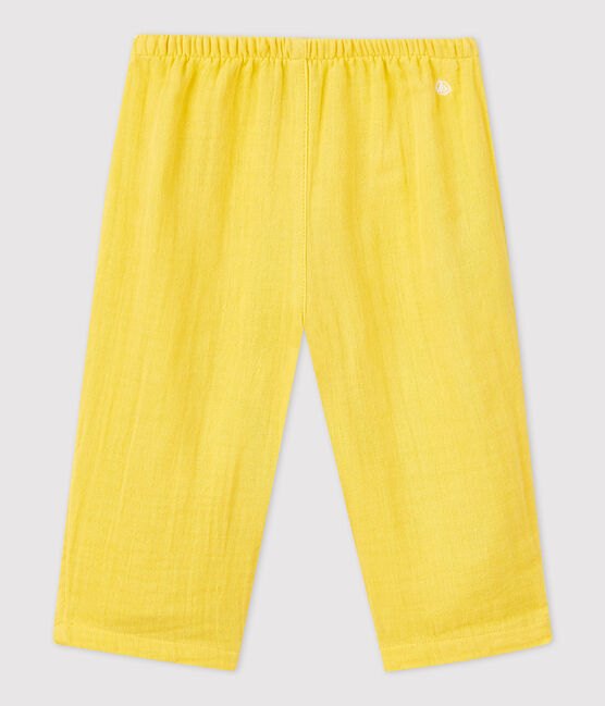 Pantaloni bebè in garza di cotone biologico giallo ORGE