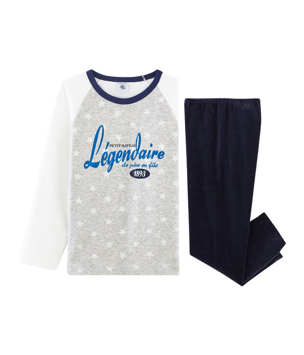 Pigiama bambino in ciniglia blu/multicolore