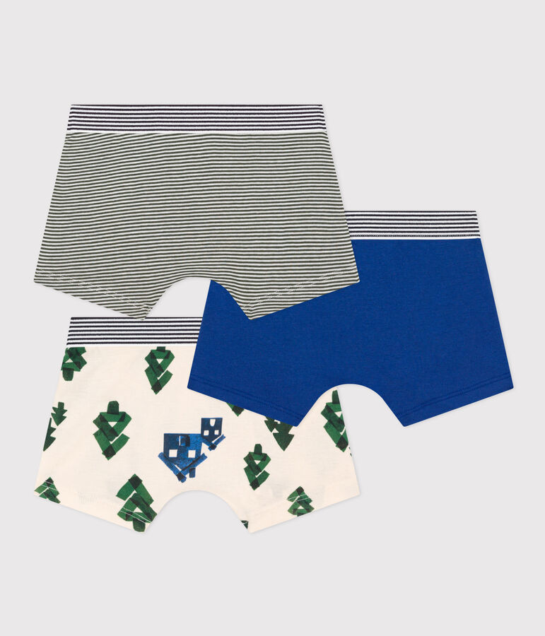 Confezione da 3 boxer bambino in cotone motivo chalet multicolore